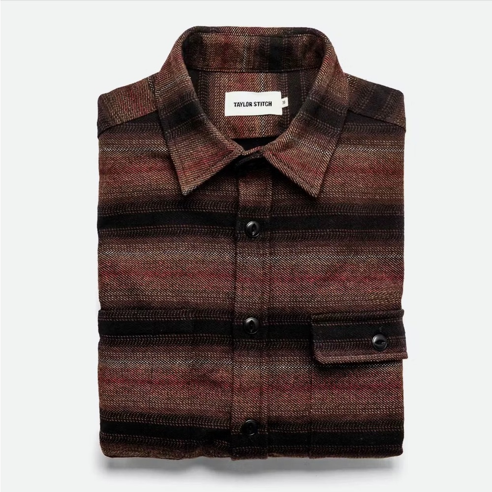 Taylor Stitch Moto Utility Shirt Sunset Stripe 38 /S - Picture 5 of 9